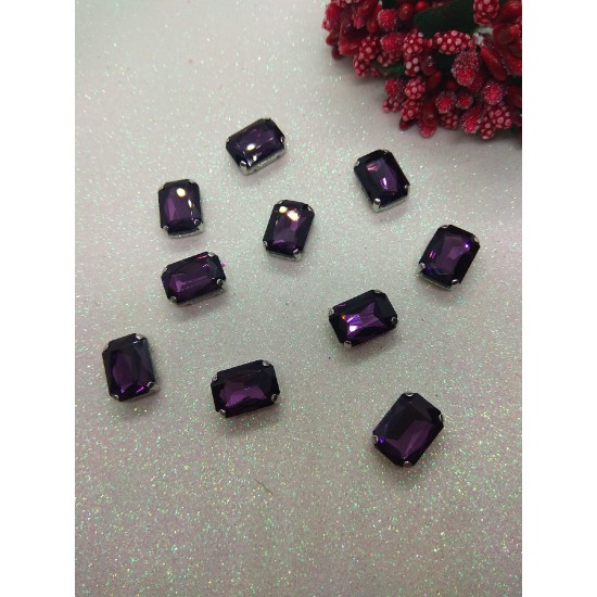 Стразы в цапах "Прямоугольник" цв. фиолетовый, цена за 1 шт